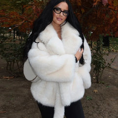 Faux Fur Tie Up Short Coat