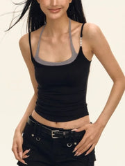Dual Strap Black Tank Top
