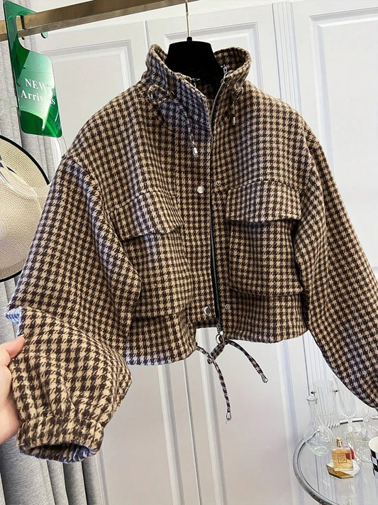 Houndstooth Cropped Jacket