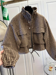 Houndstooth Cropped Jacket