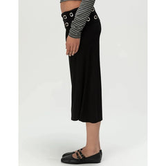 Ring Wasit Details Wide Leg Capri Pants