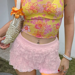 Ruffled Tiered High Waist Shorts