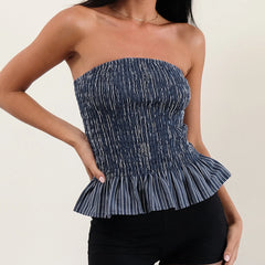 Smock Ruffled Hem Bandeau Top