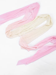 Pink Gradient Ruched Bodycon Strapless Mini Dress With Scarf