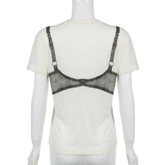 White Bra Print Graphic Tee - Free From Label