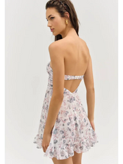 Shell Printed Tie Up Cami Mini Dress
