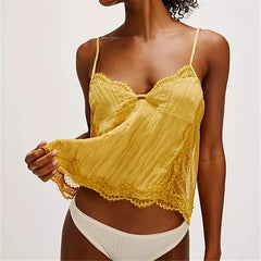 Tie-up Lace Trim Cami Top