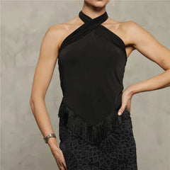 Halter Tassel Hem Sleeveless Top