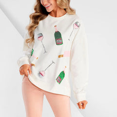Christmas Glitter Wine Glasses Sweatshirt