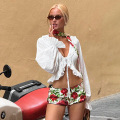 Ruffled Long Sleeve White Shirt