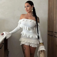 Ruffle Off Shoulder Short Dress
