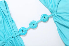 Blue Waist Cut Out Ring Detail Mini Dress
