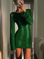 Long Sleeve Open Back Mini Dress