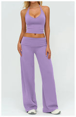 Wide Leg Fold Over Low Rise Flare Yoga Sweatpants