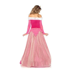 “Full-length pink princess aurora halloween masquerade dress”