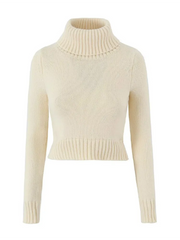 Knitted High Neck Long Sleeve Top And Mini Skirt Set - Free From Label