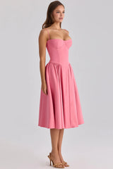 Pink Corset  Spaghetti Strap Midi Dress