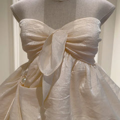 Bow Knot Strapless Blouse And Mini Bud Skirt Set