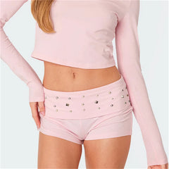 Low Waist Foldover Micro Shorts