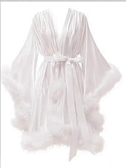 White strapless robe with a belt on a white background