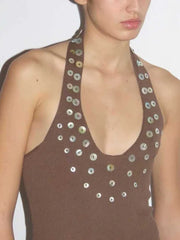 Halter Glitter Trim Top