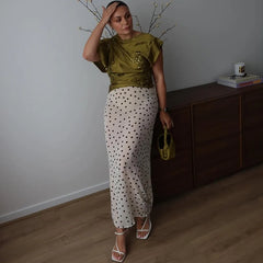Sheer Polka Dot Midi Skirt