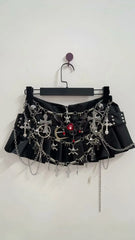 Black Micro Pleated Cross Chain Skirt - Free From Label