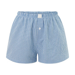 Elastic Waist Striped Plaid Print Shorts