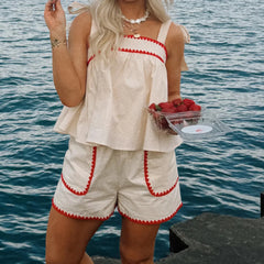 Shoulder Strap Babydoll Tank Top and Shorts Lounge Set