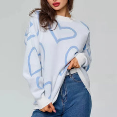 Love Jacquard Round Neck Sweater