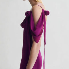 Purple Strap Rose Maxi Dress