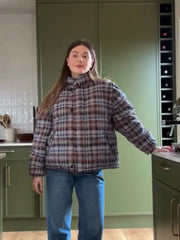 Plaid Padded Jacket With Detachable Hood