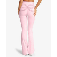 Back Ruffle Bow Flared Trousers