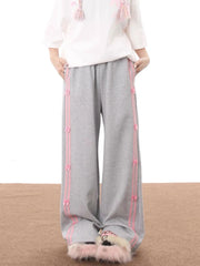 Bow Striped Sports Oversized Sweatpants