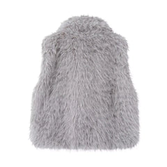Sleeveless Lapel Fuzzy Vest