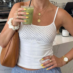 Polka Dot Bow Tie Spaghetti Strap Tank Top