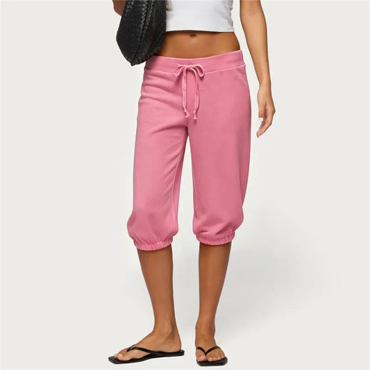 Drawstring Low Waist Capri Sweatpants