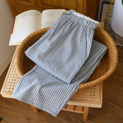 Cotton Plaid Wide Leg Pants