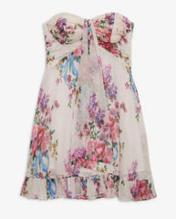 Floral strapless dress with colorful flowers 