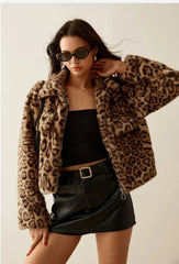 Faux Fur Leopard  Jacket Free From Label