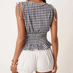 Plaid Smocked Tank Top