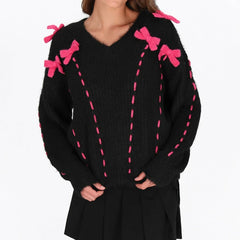 Drawstring Bow Sweater