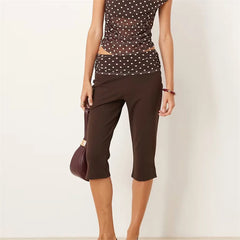 Polka Dot Patchwork Knee Length Pants