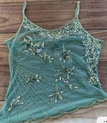 Sequin Embroidery Asymmetrical Crop Top