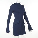 Dark Blue Long Sleeve Bodycon Mini Dress