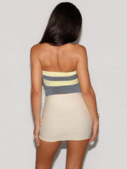 Color Block Patchwork Tube Top