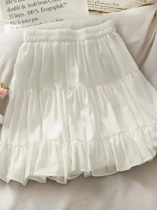 Women's high waist A-line mini skirt in a solid color.

