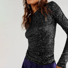 Sequin Long Sleeve Knit Top