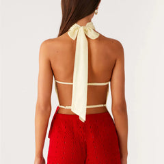 Halter Open Back Flower Print Tank Top
