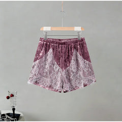 Velvet Lace Trim Shorts